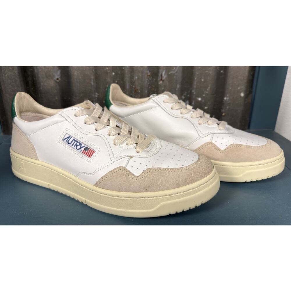 Autry Medalist Low Sneakers Shoes White Green Amazon Leather Beige Suede Size 42